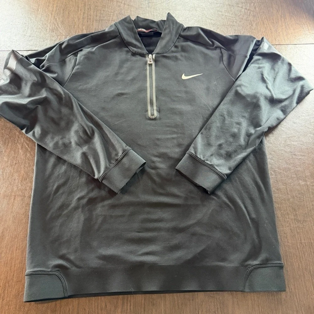 Tiger Woods Collection Nike Men's Black 1/4 Zip Collared Pullover Shirt Sz M